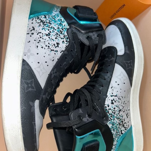 Louis Vuitton Rivoli Ankle Sneakers Metallic Blue  - Size 8 - Picture 2 of 6